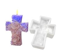Cross Resin Molds - 10CM 3D Rose Jesus Religion Mold | Cross Pendant - Epoxy Mold for DIY Crafts Keychain | Silicone Aromatherapy Molds | Craft DIY Art Decoration
