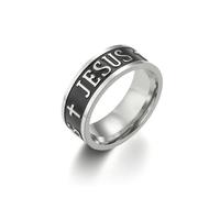 Cross Ring for Men Jesus Rings for Men Christian Cross Band Ring Jesus Word Filled Band Ring Christian Religious Ring Jewelry Gift, 12, Metal, No Gemstone