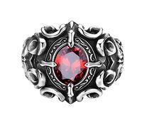 Cross Rings For Women, Vintage Simple Red Garnet Zircon Ring, Opening Adjustable Oxidized Christian Holy Cross Statement Ring, Personalized Cocktail Party Retro Cross Band Ring Jewelry Gift
