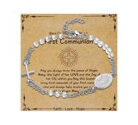 Cross Rosary Beads Catholic Bracelet: Stainless Steel Jesus Christ Crucifix First Communion and Confirmation Cross Charm Bracelet for Men Women, Standard, Metal, no gemstone