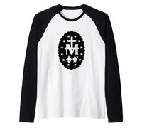 Cross Sacred Hearts Twelve Stars Miraculous Medal Raglan Baseball Tee