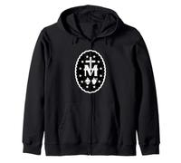 Cross Sacred Hearts Twelve Stars Miraculous Medal Zip Hoodie