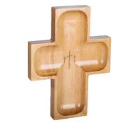 Cross Serving Dish - Wooden Religious Dish, Large Rustic Centerpiece | Table Display Tray, Decorative Serving Plate for daily breakfast salad cake fruits desserts buffet entertaining hosting thanksgiv