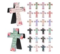 Cross Shaped Magnetic Bookmark | 12 Pieces Flower Bookmarks, Religious Marker for Notebooks, for Prayer Church Study School Devotion Reading Home Meditation Worship