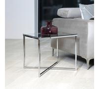 Cross Side Table - Square - Clear Glass and Chrome