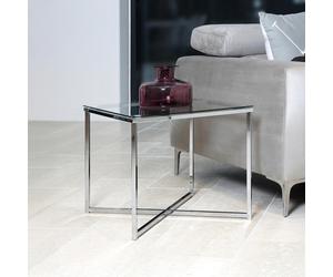 Cross Side Table - Square - Clear Glass and Chrome