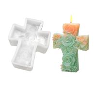 Cross Silicone Candle Mold, 3D Rose Jesus Mould for Epoxy Resin Making and Crafts, Reusable for DIY Plaster, Clay, Soap Projects