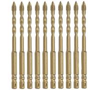 Cross Spearhead Drill Bit Set, Carbide Masonry Drill Bits with 1/4in Hex Shank for Ceramic, Marble, Glass and Tile Drilling (6mm aperture)