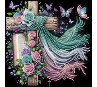 Cross Special Shaped 5D DIY Partial Drill Diamond Painting Kits for Adults Beginners Home Decor Diamonds Paintings Gem Art 30x30cm