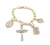 Cross Steering Wheel Charm with Initial B for Women,Bling Diamond Letter Christian Virgin Mary Interior Accessories Decor,Gift for Girlfriend Wife,Catholic Car Rosary for Daughter Mom,New Car Gifts