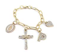 Cross Steering Wheel Charm with Initial P for Women,Bling Diamond Letter Christian Virgin Mary Interior Accessories Decor,Gift for Girlfriend Wife,Catholic Car Rosary for Daughter Mom,New Car Gifts