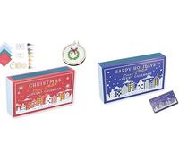 Cross Stitch Advent Calendar for Adults & Beginners, Christmas Countdown Kit with 24 Pre-Stamped Designs, Includes Embroidery Hoop, Thread, Easy Holiday Craft Gift(Red+Blue)