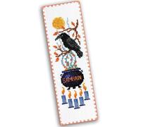 Cross Stitch Bookmark Kit Samhain - Counted DIY Embroidery Set for Adults & Beginners, Witchy Pagan Wiccan Celtic Norse Halloween Needlework Gift