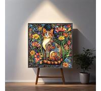 Cross Stitch cat,cat Cross Stitch Kit with Adorable Cat and Flower Pattern, Multicolored Lush Design, 30x30cm for Adults Craft and Home Decor