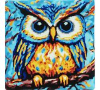 Cross Stitch Cushion Cover, Animal owl Embroidery Needlework Sets DIY Printed Cross Stitch Pillow Kits Handmade Needlework Cushion Kit Stitched Pillow Cover Kit