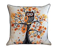 Cross Stitch Cushion Cover, Animal Owl Needlework Pillow Kits 45X45cm pre Printed Handmade Cushion Cover Kits Decoration Embroidery Pillow Case