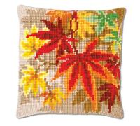 Vervaco Cross Stitch Cushion Kit: Autumn Leaves, Cotton, NA, 40 x 40cm
