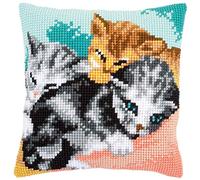 Vervaco Cross Stitch Cushion Kit: Cute Kittens, Cotton, NA, 40 x 40cm