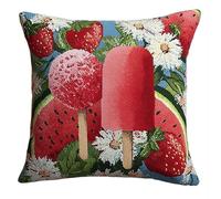 Cross Stitch Cushion Kit Fruit Ice Cream Adults Beginners Sofa Pillow DIY Needlework Cushion Kit Cushion for Creative Home Decor 17.7 * 17.7In