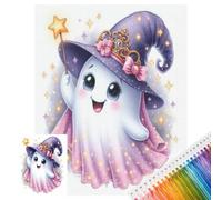 Cross Stitch Embroidery Kit 11CT Cute Ghost Stamped 40x50cm