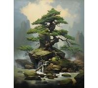 Cross Stitch Embroidery Kit, Bonsai Tree in a Zen Garden, Needlepoint Counted Cross Kits for Beginners, Embroidery Kits Arts and Crafts for Home Decor(11CT No Frame,16x20 inch)