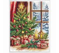 Cross Stitch Embroidery Kit, Christmas Tree, Counted Pattern, 17 x 22 cm