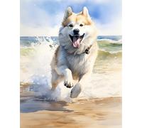 Cross Stitch Embroidery Kit, Hyperactive but Friendly Alaskan Malamute Dog, Needlepoint Counted Cross Kits for Beginners, Embroidery Kits Arts and Crafts for Home Decor(11CT No Frame,16x20 inch)