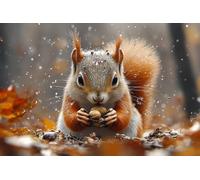 Cross Stitch Embroidery Kit, Red Squirrel Burying Nuts in Earth, Cross Kits for Adults, Easy Counted Cross Kits for Beginners,16x20inch