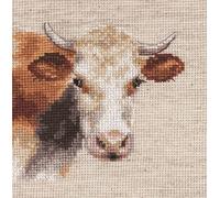 Cross Stitch Embroidery Kits for Adults, Kids and Beginners - Animals - Cow 10x9cm/3,94x3,55″ 16 Count