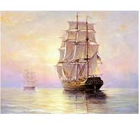 Cross Stitch Embroidery Starter Kit, Sailing Ship at sea, 11CT Full Range Stamped Cross Stitch Kit for Adults Beginner DIY for Handmade Home Wall Decor Christmas Gifts 16 * 20inch