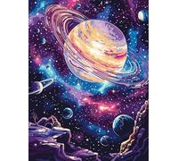 Cross Stitch Escape Kit - Relaxing DIY Embroidery for Adults,Printed Canvas for Stress Relief,No Hoop,Mindful Handmade Hobby,Fantasy Starry Universe-80x100cm