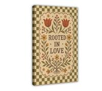 Cross Stitch Floral Rooted Love Canvas Poster for Office Decor Gift | Frame-style, Multiple sizes, Multiple frame styles, Wall Art, Decor Paintings, Home Decor