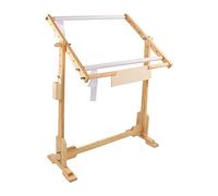 Cross Stitch Frame Floor Stand Medium 360 Degree Rotation Wooden Embroidary Easel Stable Tapestry Hoop DIY Craft Tool with PVC Clip and Holder Roller for Silk Painting Needlework, 9CT 50cm