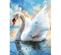 Cross Stitch Kit for Beginners | Complete Starter Kit with Easy Pattern,Pre-Threaded Needles & Hoop,Mindful Crafts for Adults Relaxation,Swans in The Lake-50x70cm