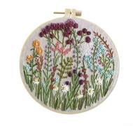 Cross Stitch Kit for Beginners, DIY Handmade Embroidery Flower Kit with Wooden Hoop 22x20cm, For Easy to Learn Craft Project for Family & Kids(3#)