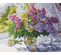 Cross Stitch Kit Luca-S - Lilac Bouquet, B7015, Counted Cross Stitch Kit for Adults, Needlecraft and Embroidery Kit