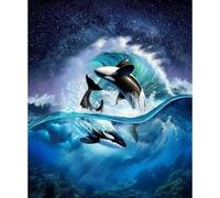 Cross Stitch kit sea Killer Whale 40x50cm DIY Cross Stitch kit Embroidery Beginner Home Decoration 11CT pre-Printed Canvas Embroidery kit Handmade Minimalist Style
