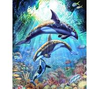 Cross Stitch kit sea Killer Whale 40x50cm DIY Cross Stitch kit Embroidery for Beginners Home Decoration 11CT pre-Printed Canvas Embroidery kit Handmade Minimalist Style