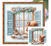 Cross Stitch Kit Winter Window Design 40x40cm Painting DIY 11CT Handcraft Craft Kit