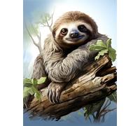 Cross Stitch Kits 11 Count Stamped,Sloth Lying On The Tree 40X50Cm Embroidery Kit with Accessories Pre Printed Counted Cross Stitch Kits for Adults Embroidery Dmc Threads Sewing Ha