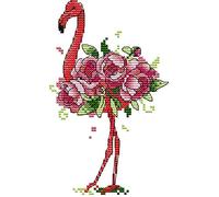 Cross Stitch Kits, Awesocrafts Beautiful Flamingo Easy Patterns Cross Stitching Embroidery Kit Supplies Christmas, Counted (Flamingo, Counted)