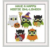 Cross Stitch Kits, Awesocrafts Happy Halloween Cute Owls Easy Patterns Cross Stitching Embroidery Kit Supplies Christmas, Counted (Halloween, Counted)