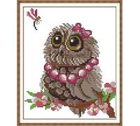 Cross Stitch Kits, Awesocrafts Owls and Dragonfly Tree Cute Summer Easy Patterns Cross Stitching Embroidery Kit Supplies Christmas Gifts, Stamped (Owl, Stamped)