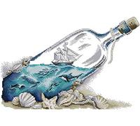 Cross Stitch Kits, Awesocrafts Sea in a Bottle Easy Patterns Cross Stitching Embroidery Kit Supplies Christmas, Counted (Bottle, Counted)
