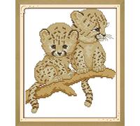Cross Stitch Kits, Awesocrafts The Cheetah Animals Cute Easy Patterns Cross Stitching Embroidery Kit Supplies Christmas, Stamped (Cheetah, Stamped)