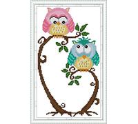 Cross Stitch Kits, Awesocrafts Two Owls Easy Patterns Cross Stitching Embroidery Kit Supplies Christmas, Counted (Owls, Counted)