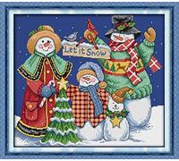 Cross Stitch Kits, Christmas Snowman Awesocrafts Easy Patterns Cross Stitching Embroidery Kit Supplies Christmas Gifts, Stamped (Snowman, Stamped)