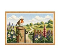 Cross Stitch Kits for Adults, 11CT Stamped Cross Stitch Kits, Robin Bird | Pre Printed Cross Stitch Kits for Beginners, Embroidery Needlework, English Country Garden DIY Craft, Frame Not Included