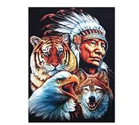 Cross Stitch Kits For Adults Advanced Pre-Printed Stamped Indian And Wolf Cross Stitch Diy Embroidery Complete Kit Handicraft Handiwork Needlework Painting Wholesale Home Decor Stamped Embroider