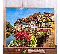 Cross Stitch Kits for Adults Advanced Pre-Printed Stamped Landscape Venice Water City Printed Fabric Cross-Stitch Kit Embroidery Handicraft Handmade Craft Knitting Design Stamped Embroidery Kit